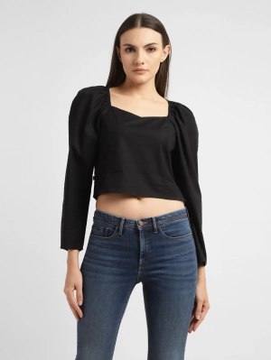 Women's Solid Sweet Heart Neck Top