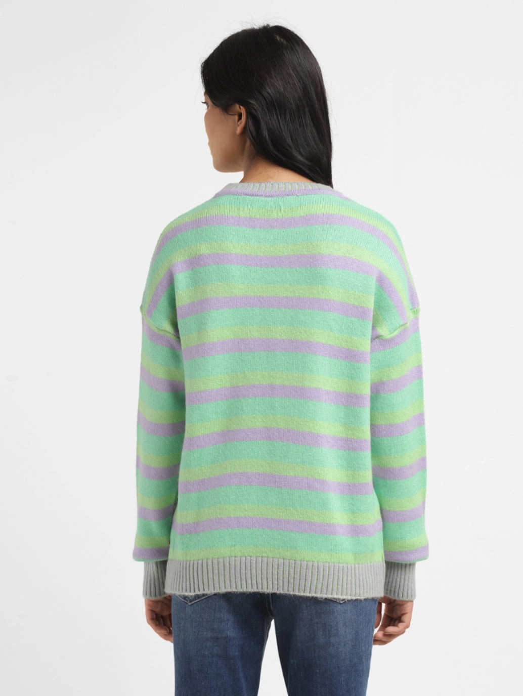 Women's Striped Multicolor Crew Neck Sweater