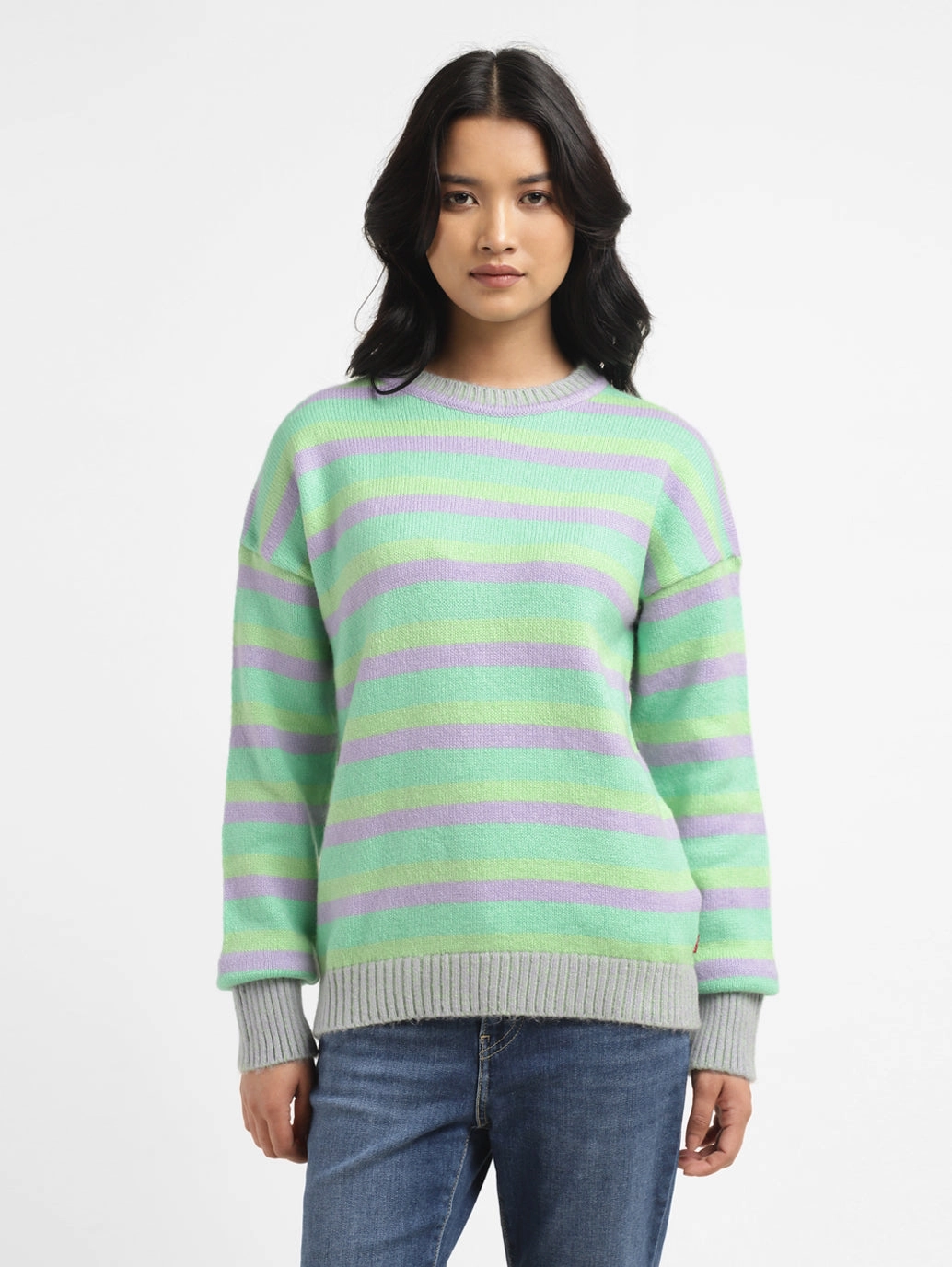 Women's Striped Multicolor Crew Neck Sweater