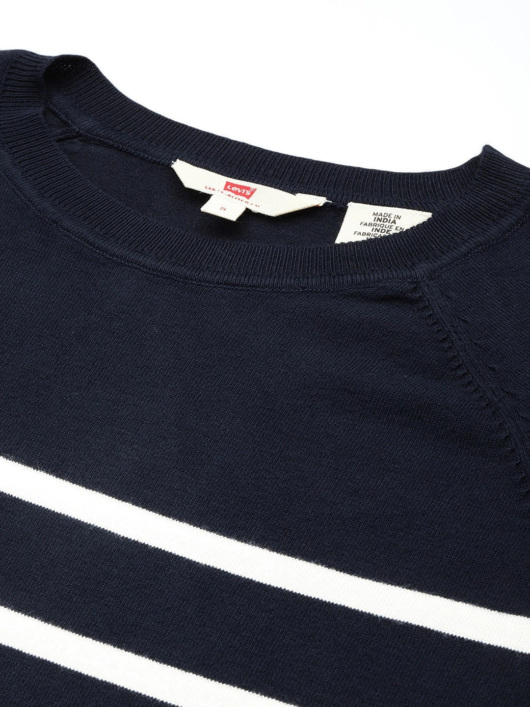 Women's Striped Navy Crew Neck Sweater