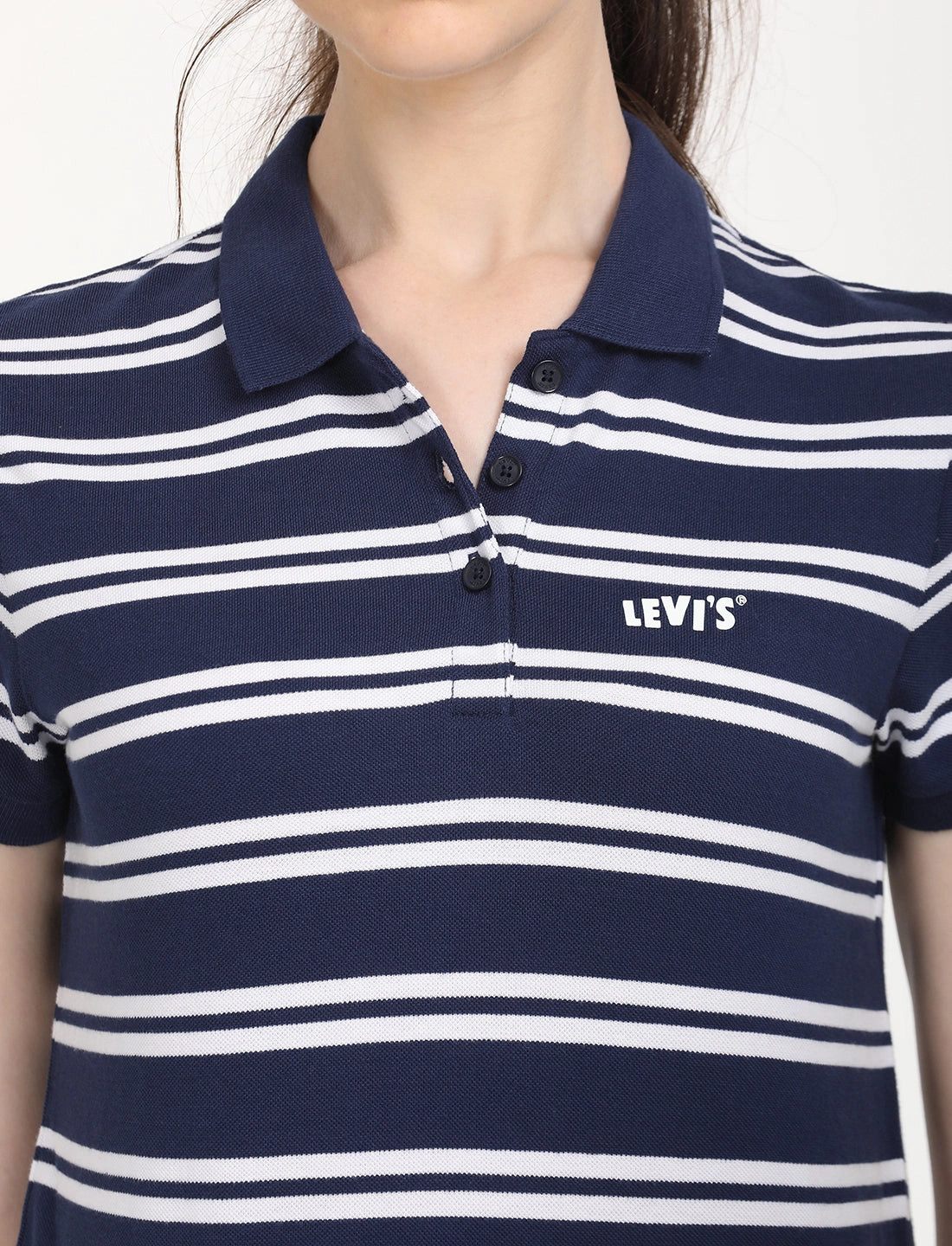 Women's Striped Print Polo T-Shirt