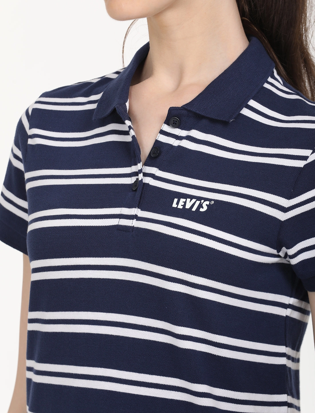 Women's Striped Print Polo T-Shirt