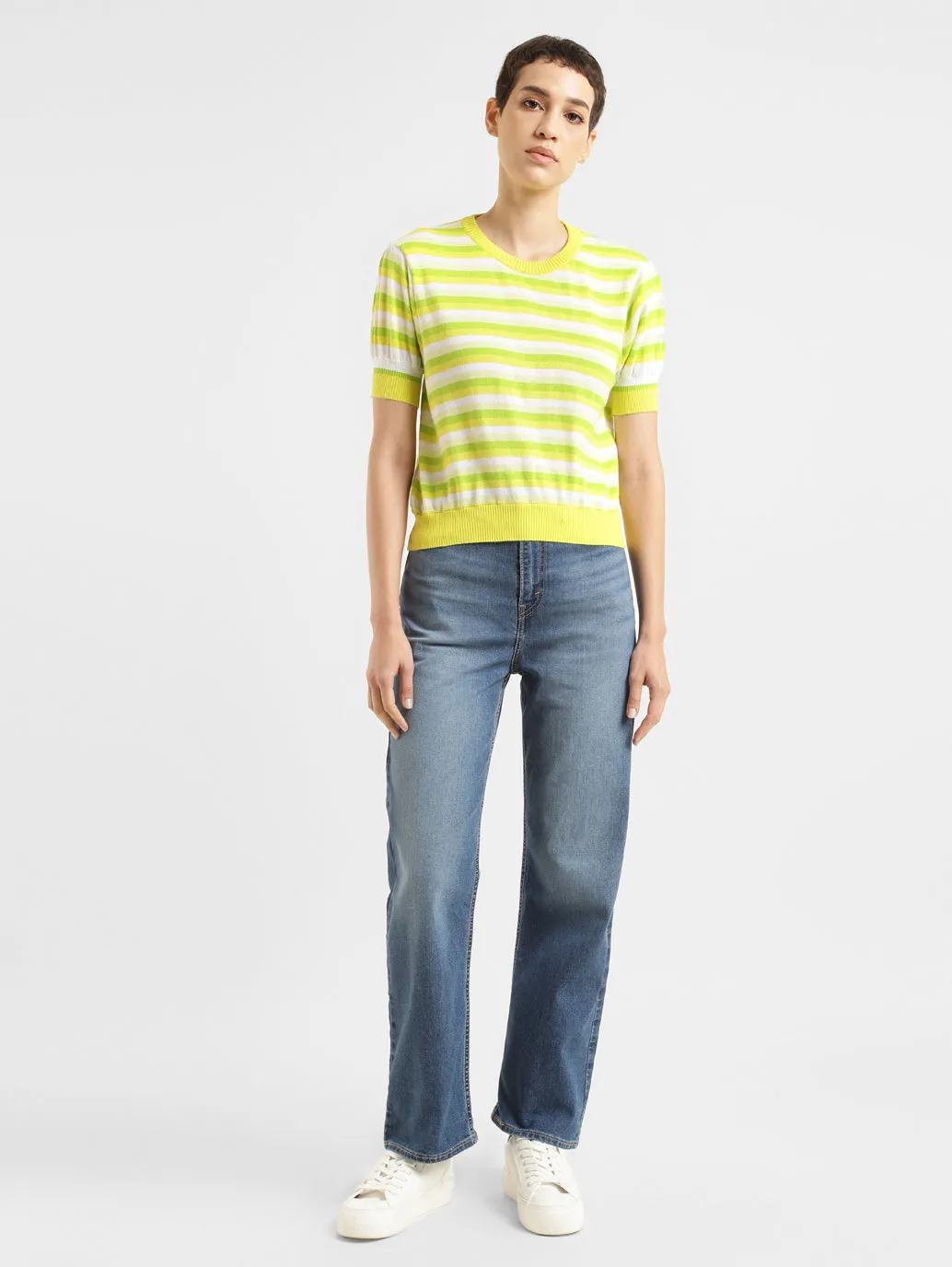 Women's Striped Round Neck Sweater