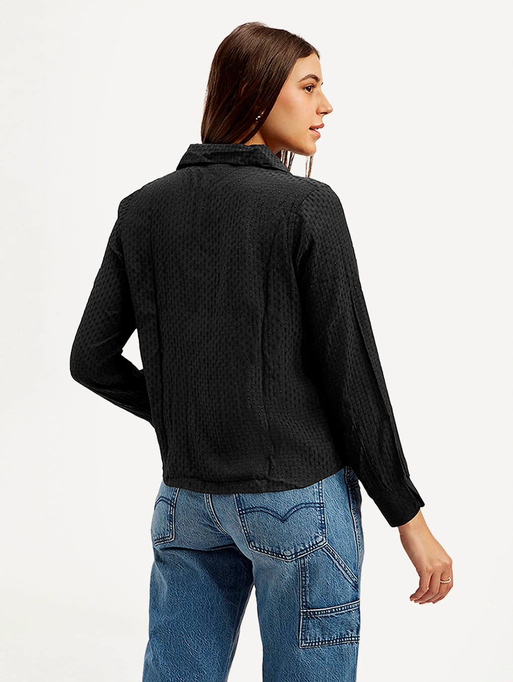 Women's Textured Spread Collar Shirt