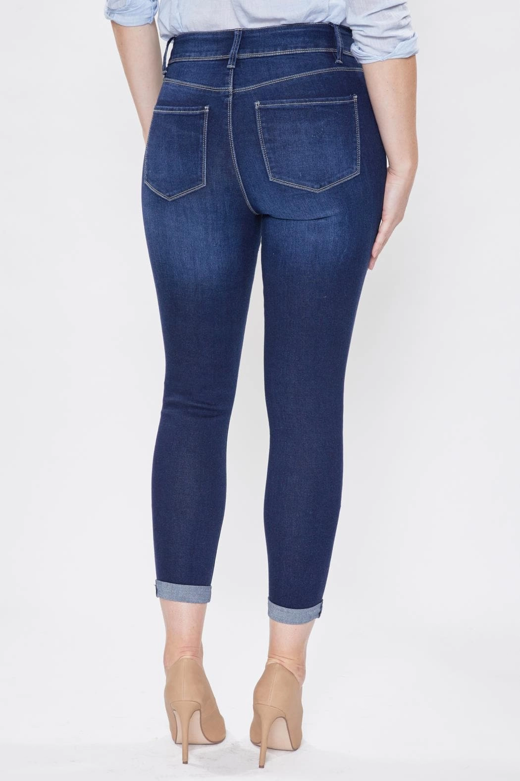 Women's Tummy Control 2 Button Rolled Cuff Jean