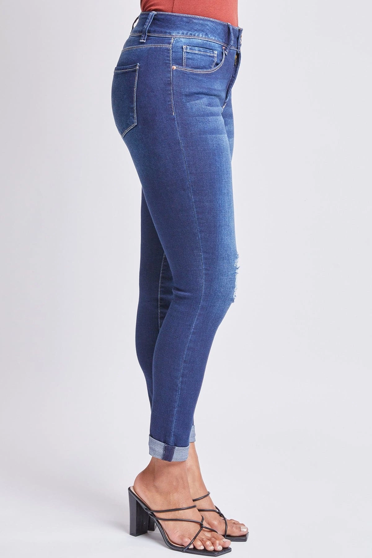 Women's Tummy Control 2 Button Rolled Cuff Jean