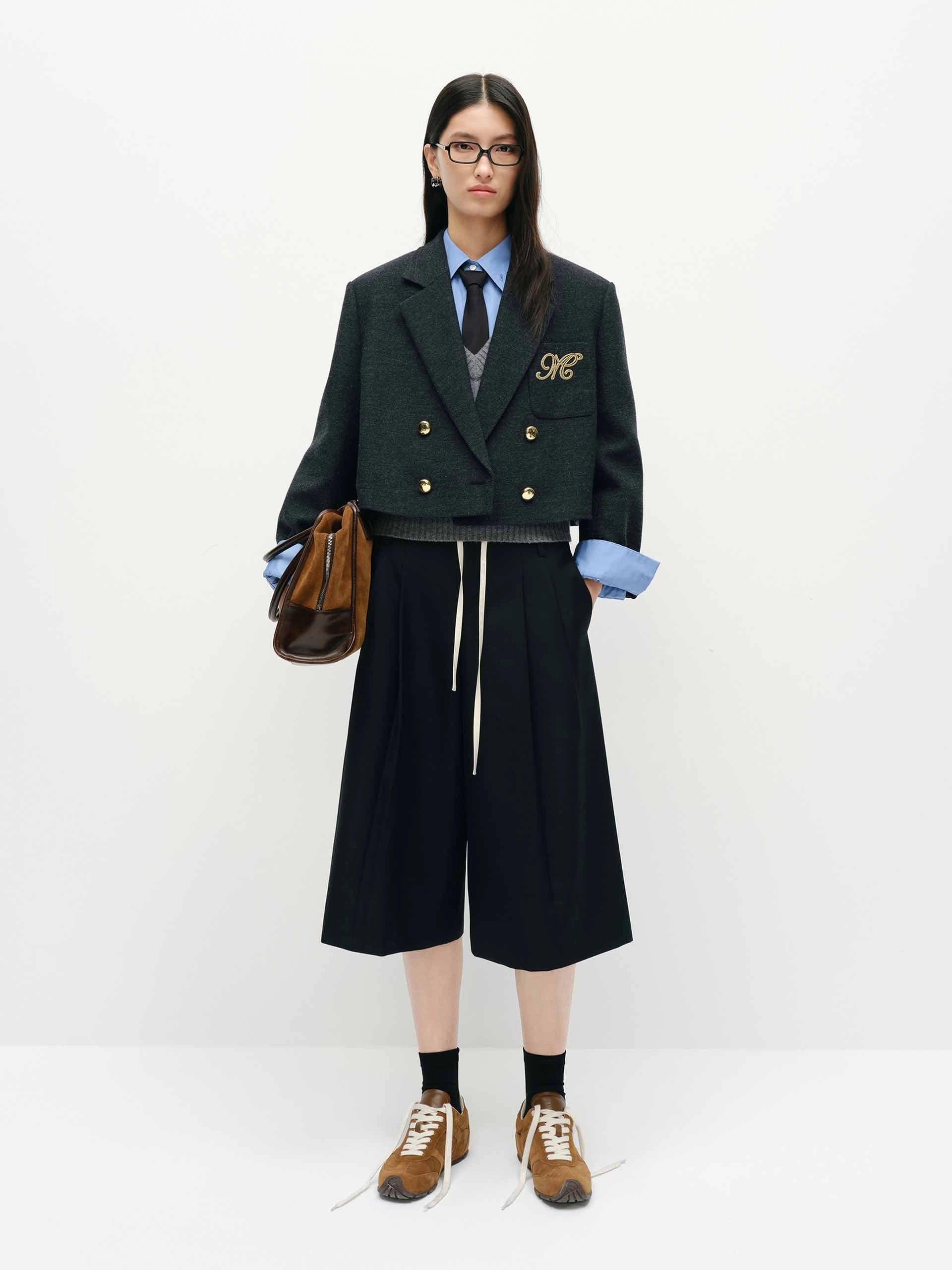 Wool Blend Cropped Blazer