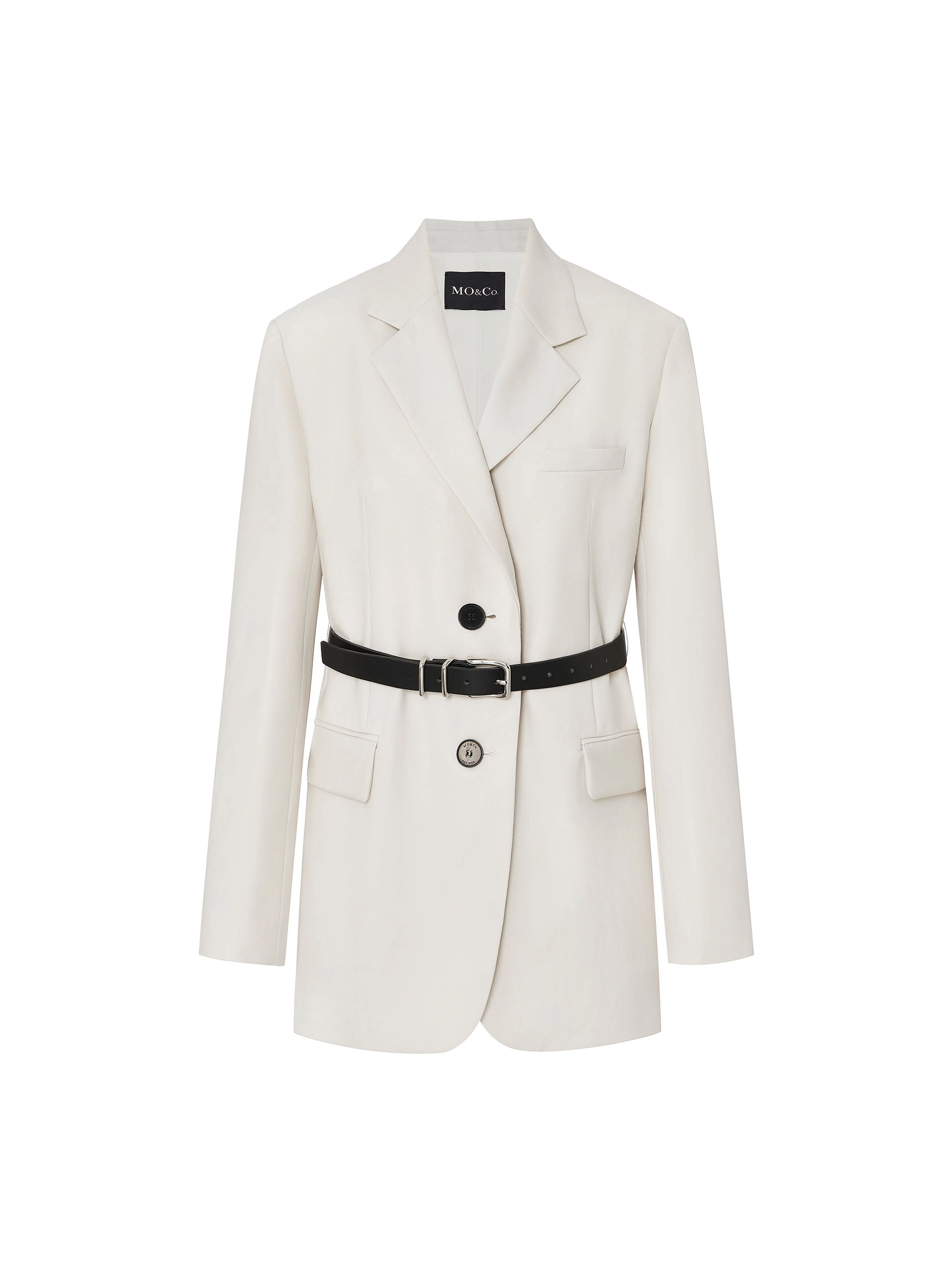 Wool Blend Tailored Blazer with Belt