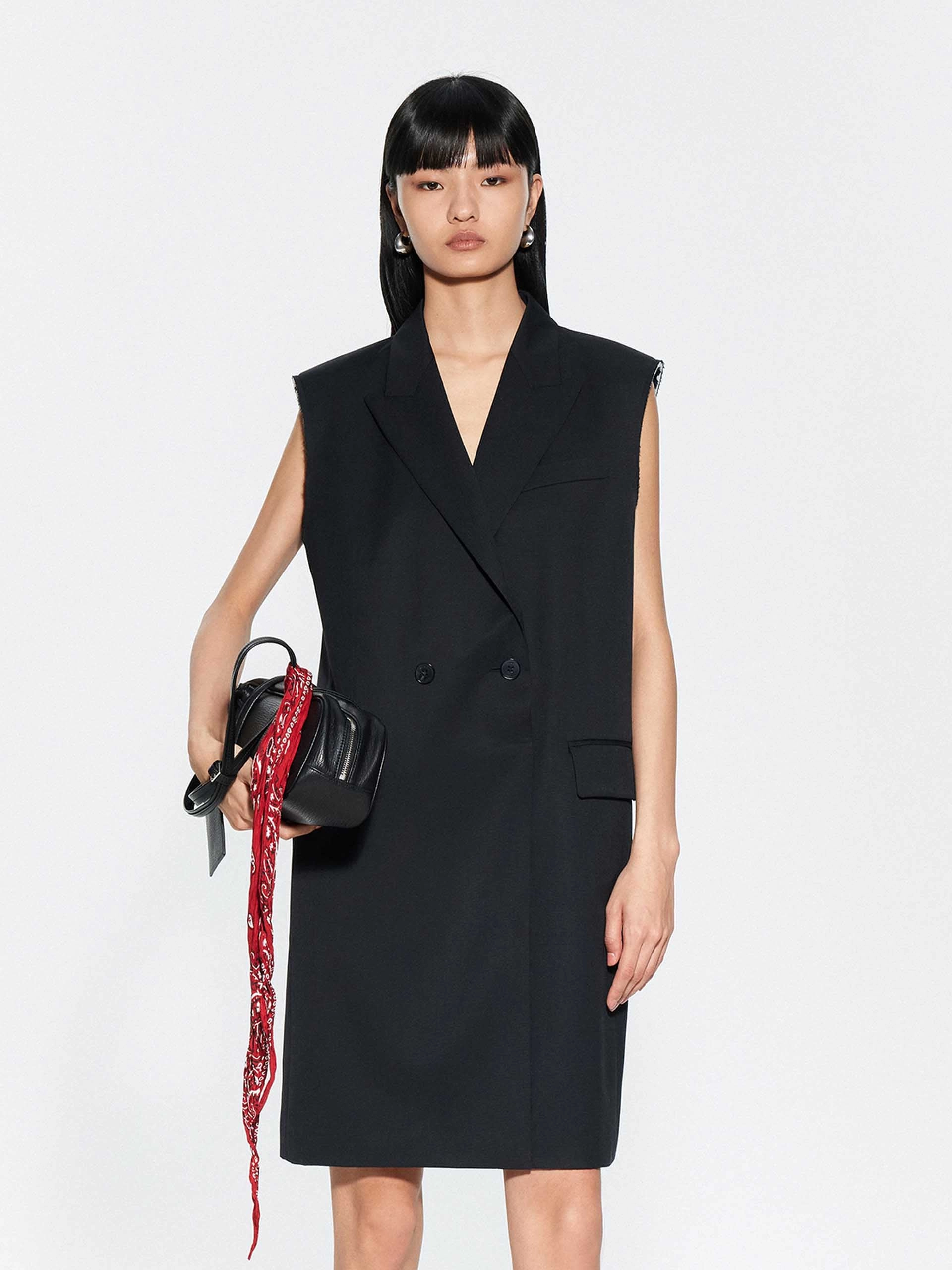Wool Blend Tailored Dress