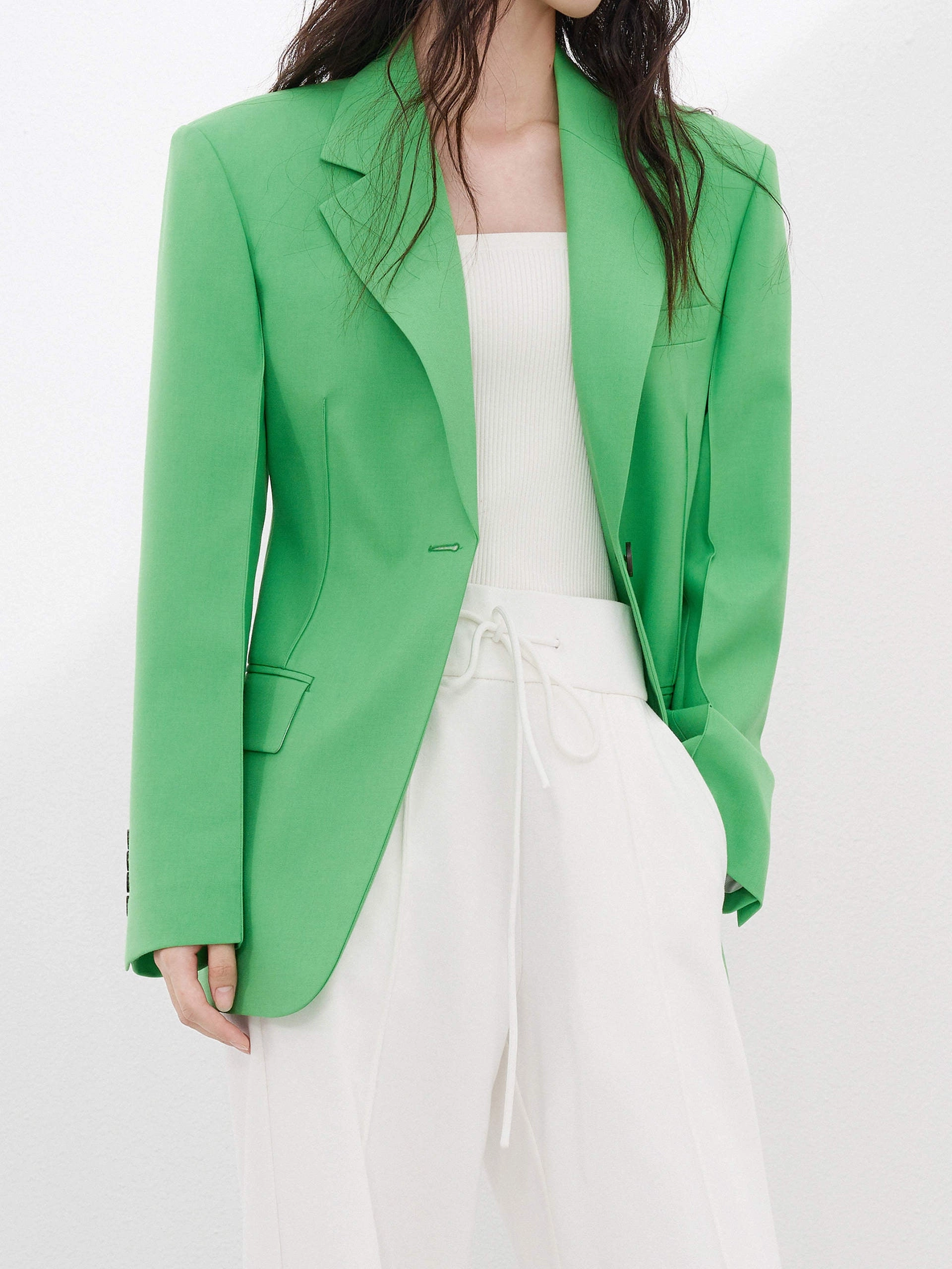 Wool Blend Waisted Blazer