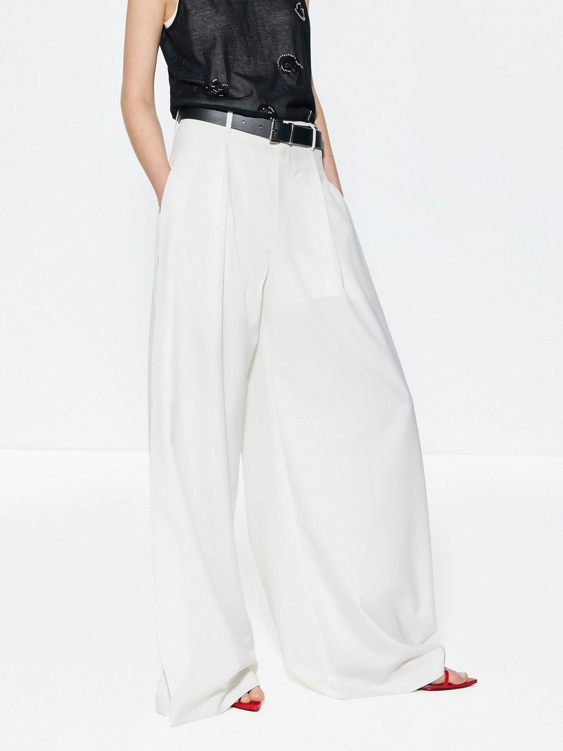 Wool Blend Wide Leg Pants