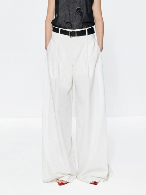 Wool Blend Wide Leg Pants