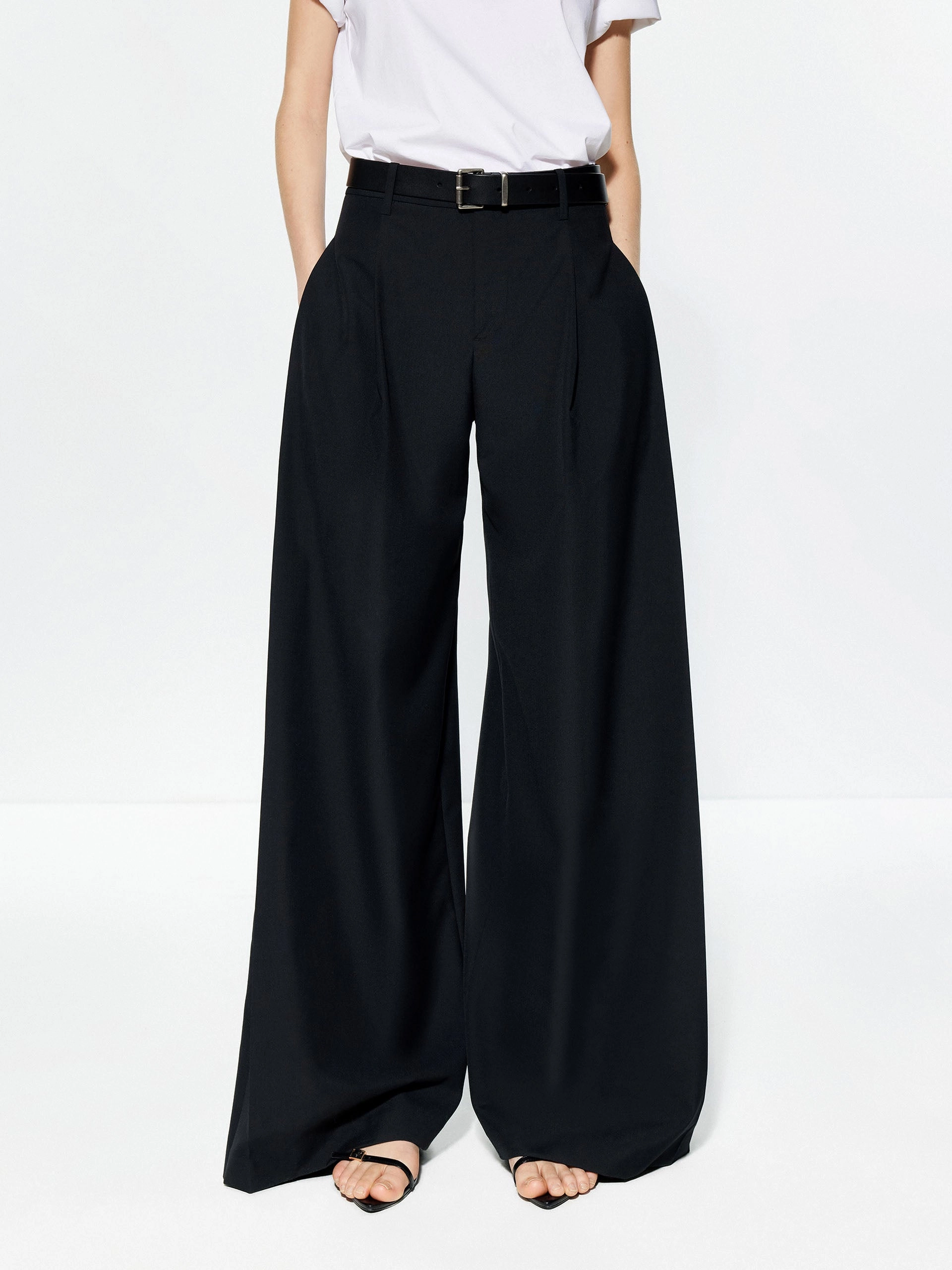 Wool Blend Wide Leg Pants