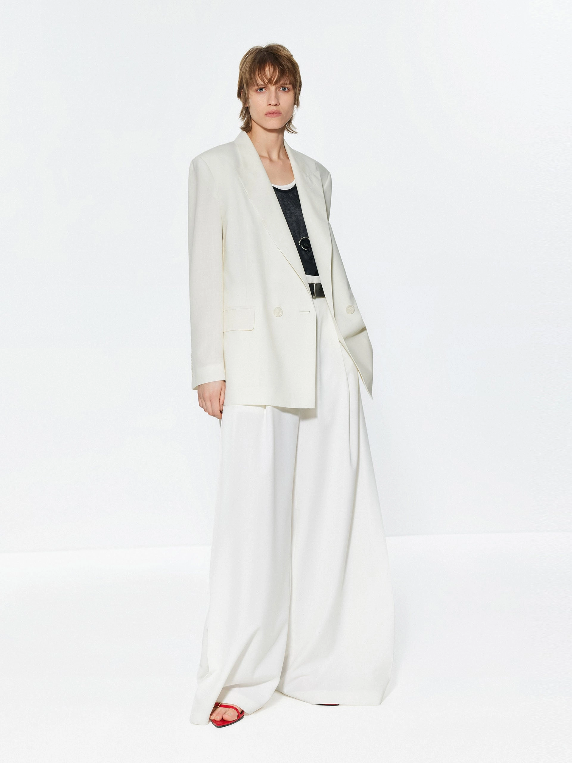 Wool Blend Wide Leg Pants
