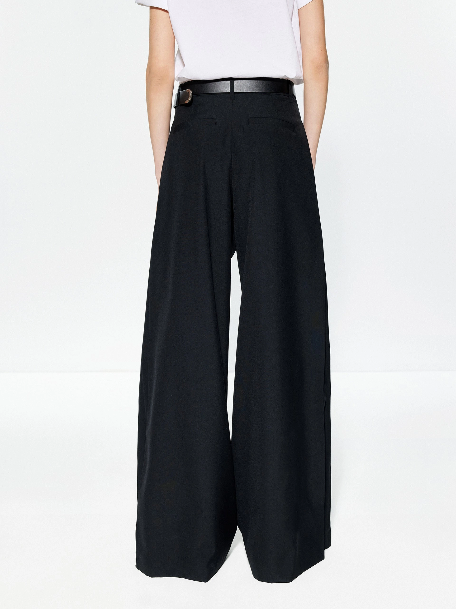 Wool Blend Wide Leg Pants