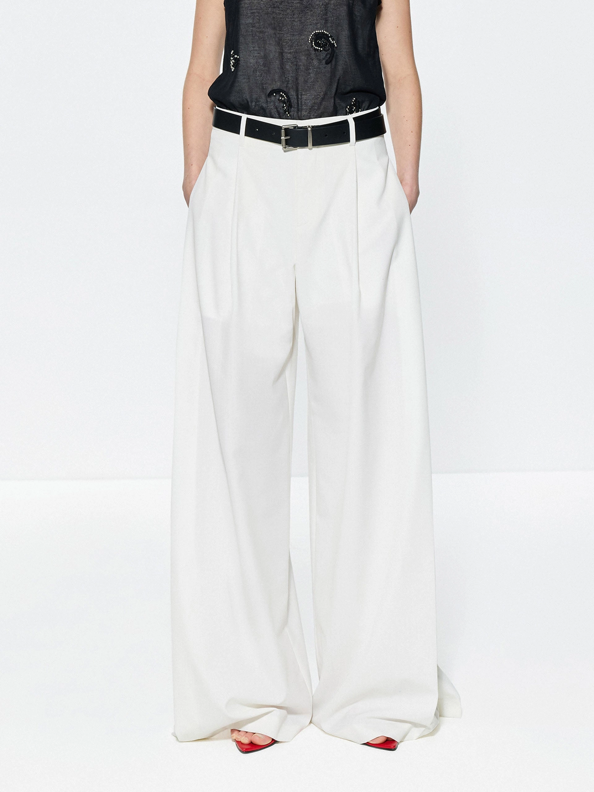 Wool Blend Wide Leg Pants