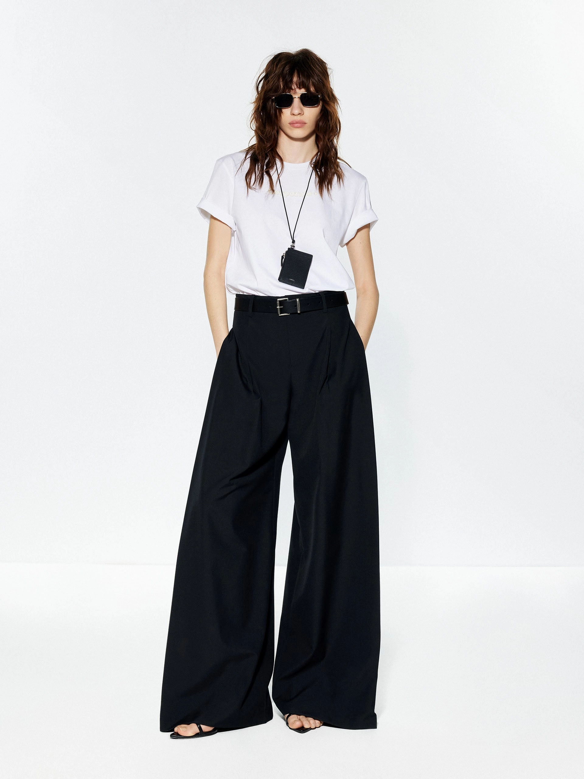 Wool Blend Wide Leg Pants