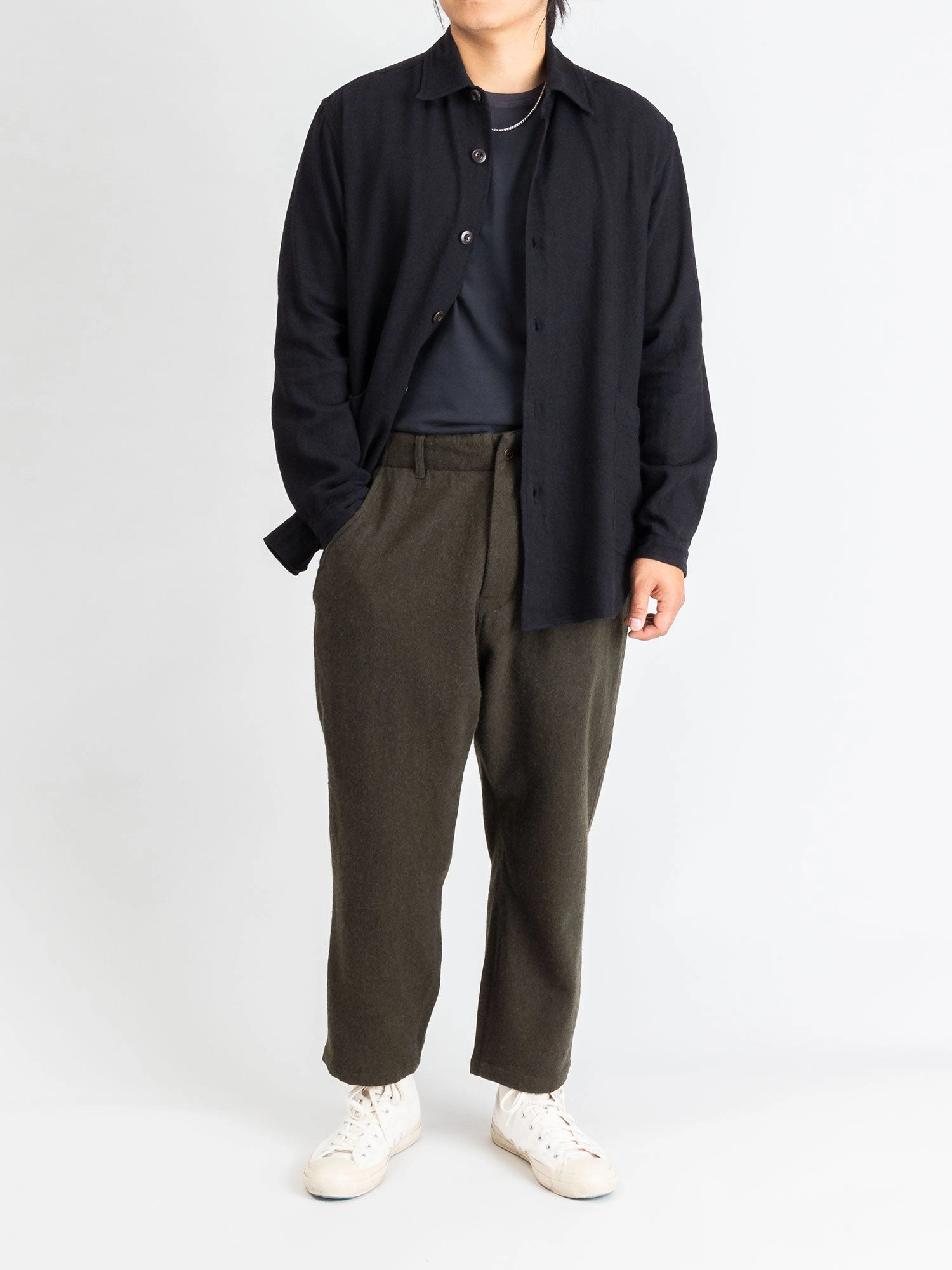 Wool Sarouel Pants in Khaki