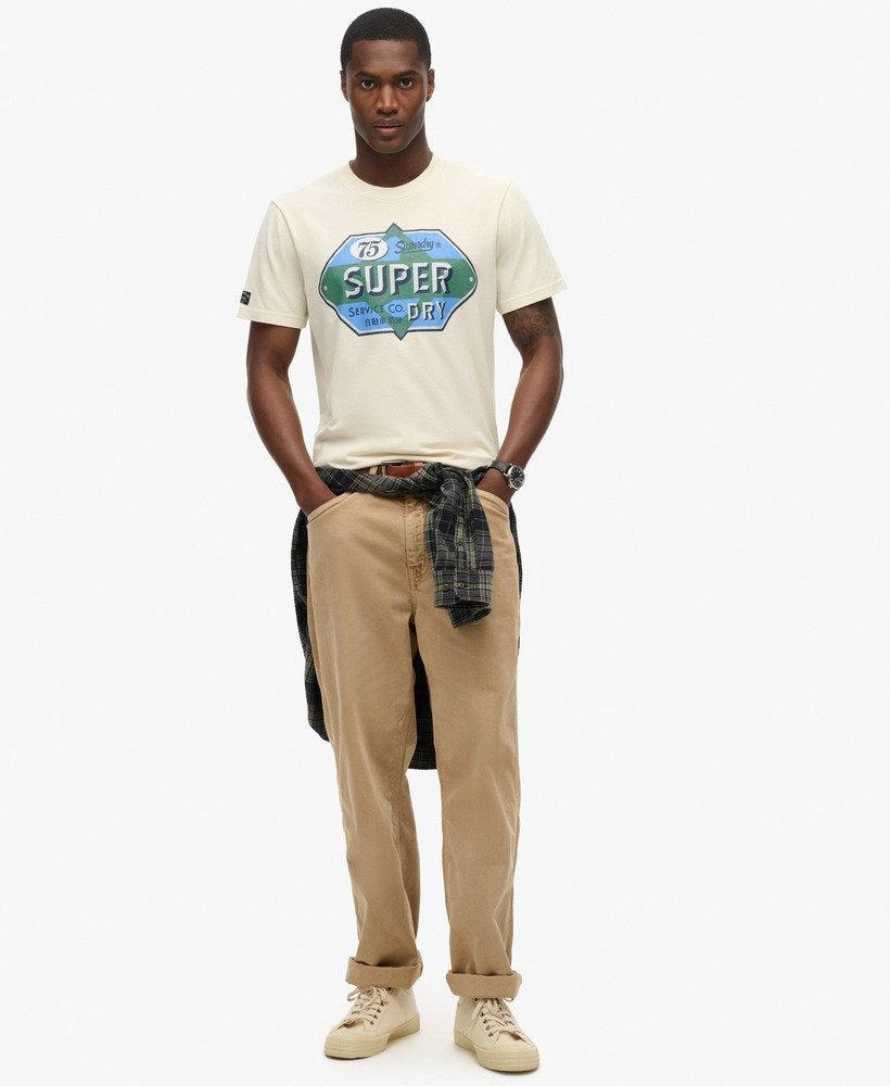 Workwear Gasoline Graphic Tee | Rice White