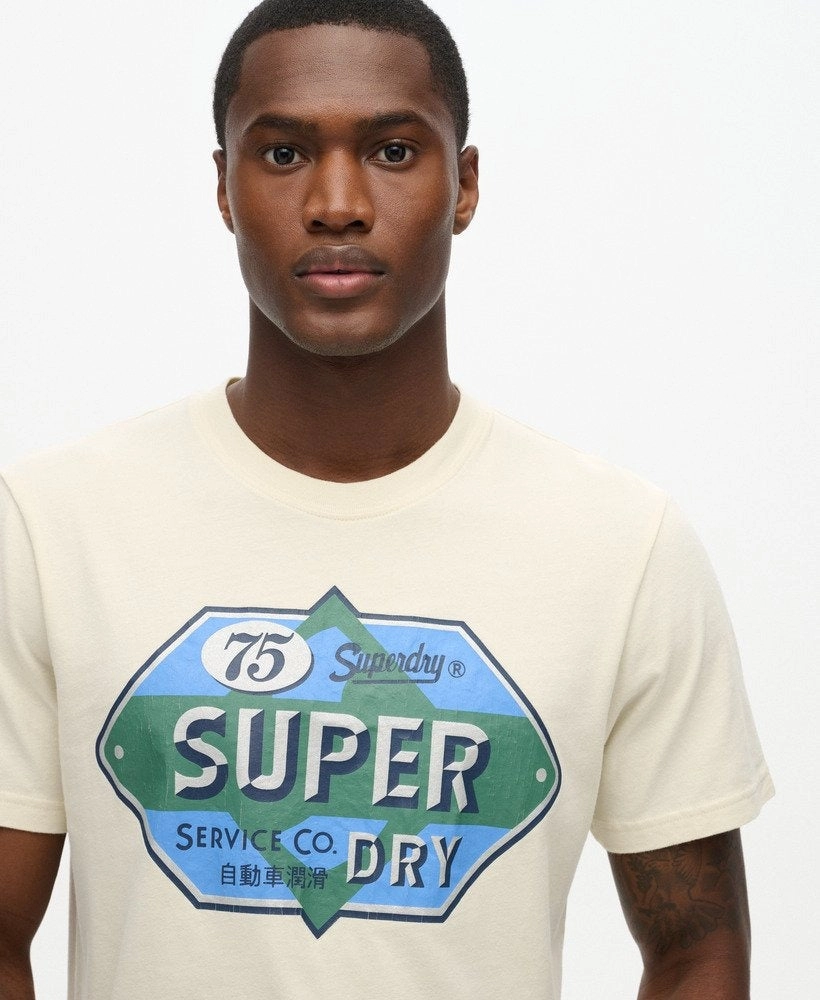 Workwear Gasoline Graphic Tee | Rice White