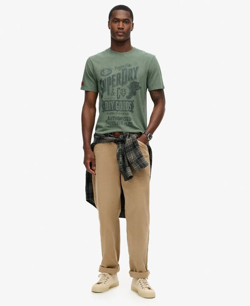 Workwear Script Graphic Tee | Laurel Khaki Slub
