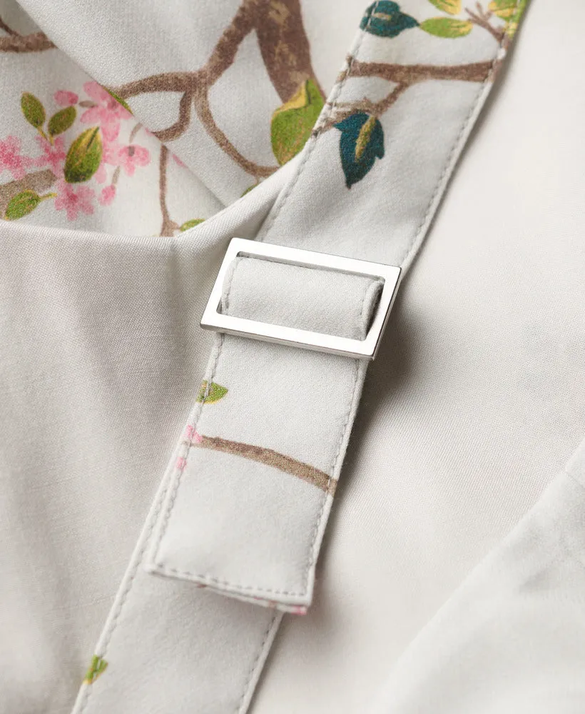 Woven Tiered Maxi Dress | Blossom Birds Grey