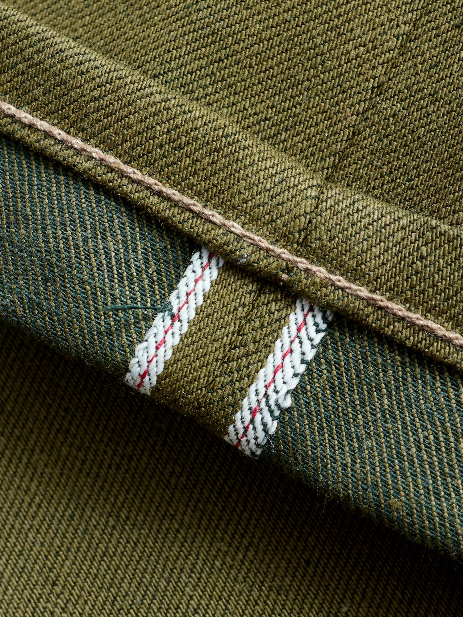 X060 13.5oz Olive Green Selvedge Denim - Spikes Fit