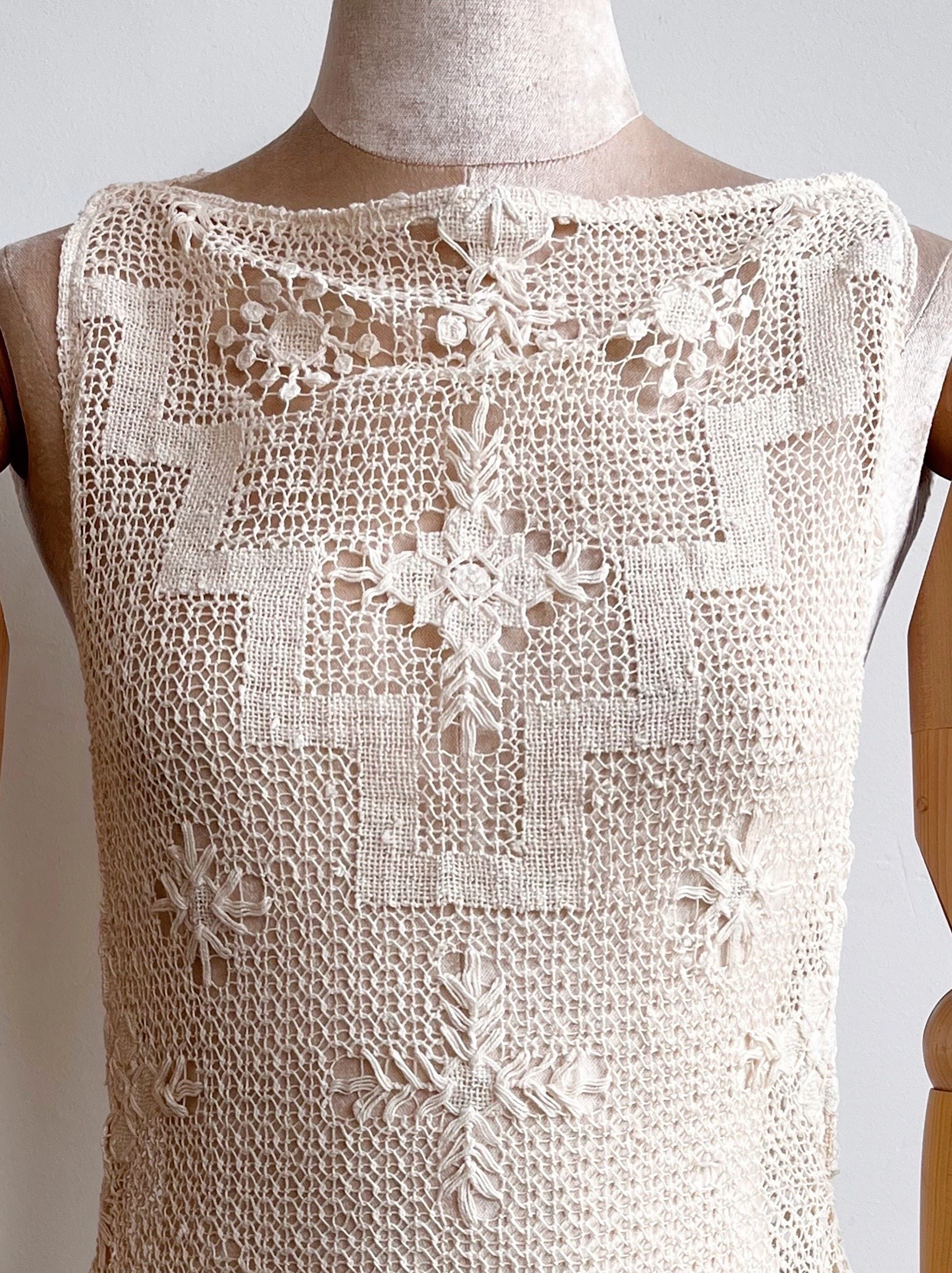 Zero-Waste Dress in Vintage Ivory Lace