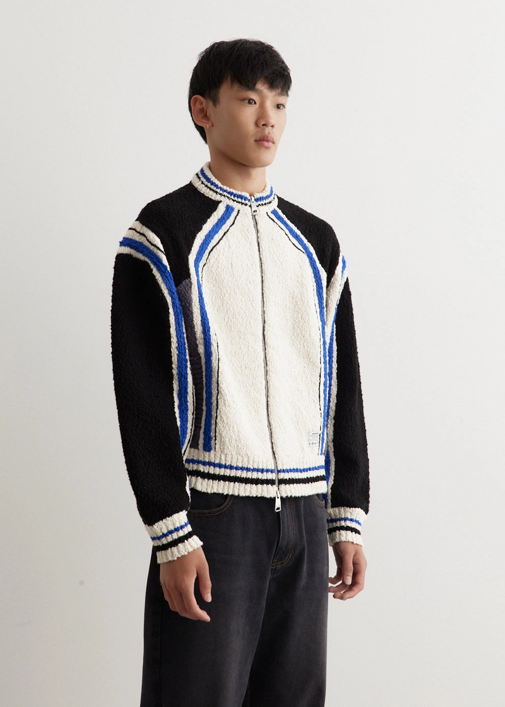Zip-up Knit Biker Cardigan