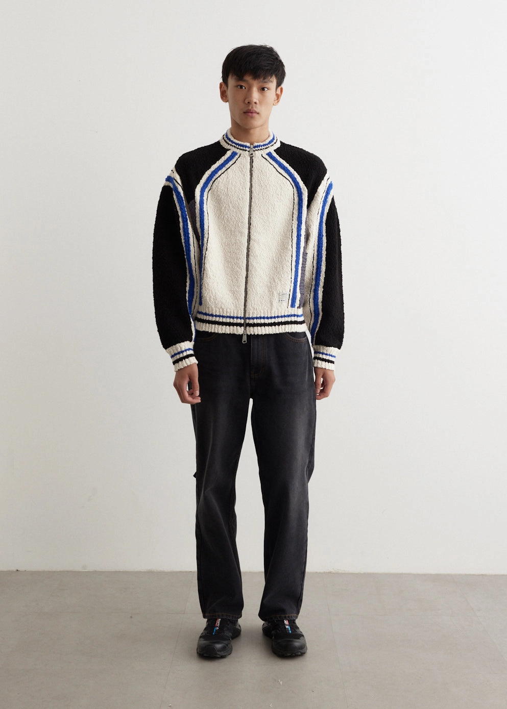 Zip-up Knit Biker Cardigan