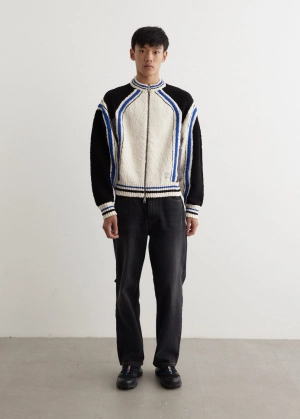 Zip-up Knit Biker Cardigan