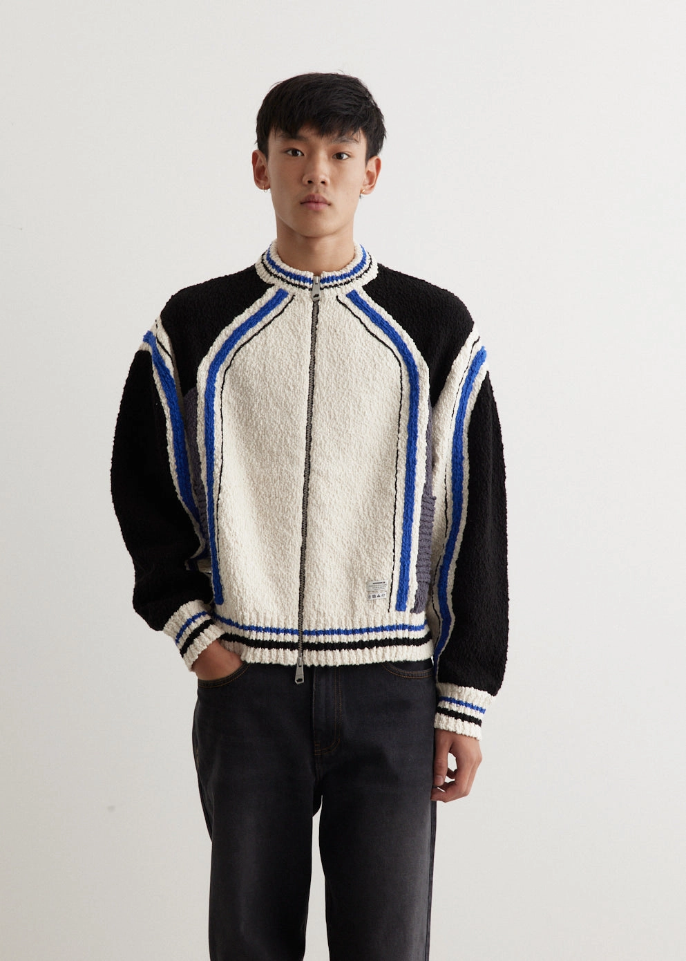 Zip-up Knit Biker Cardigan