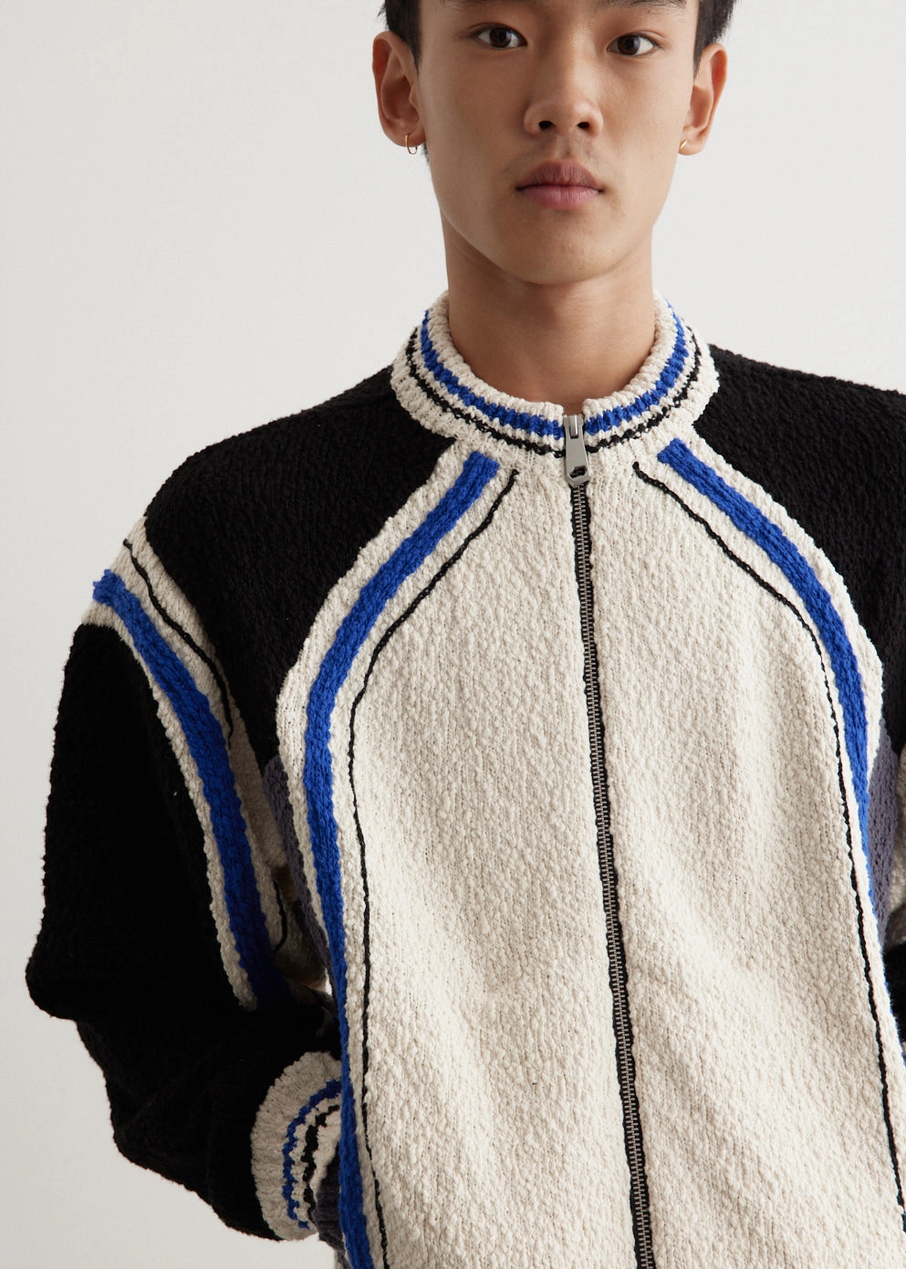 Zip-up Knit Biker Cardigan