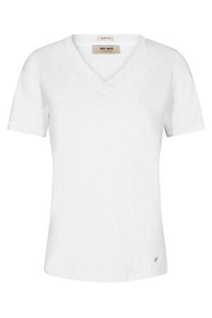 Ziva V-SS Mélange Tee | White | T-shirt fra Mos Mosh