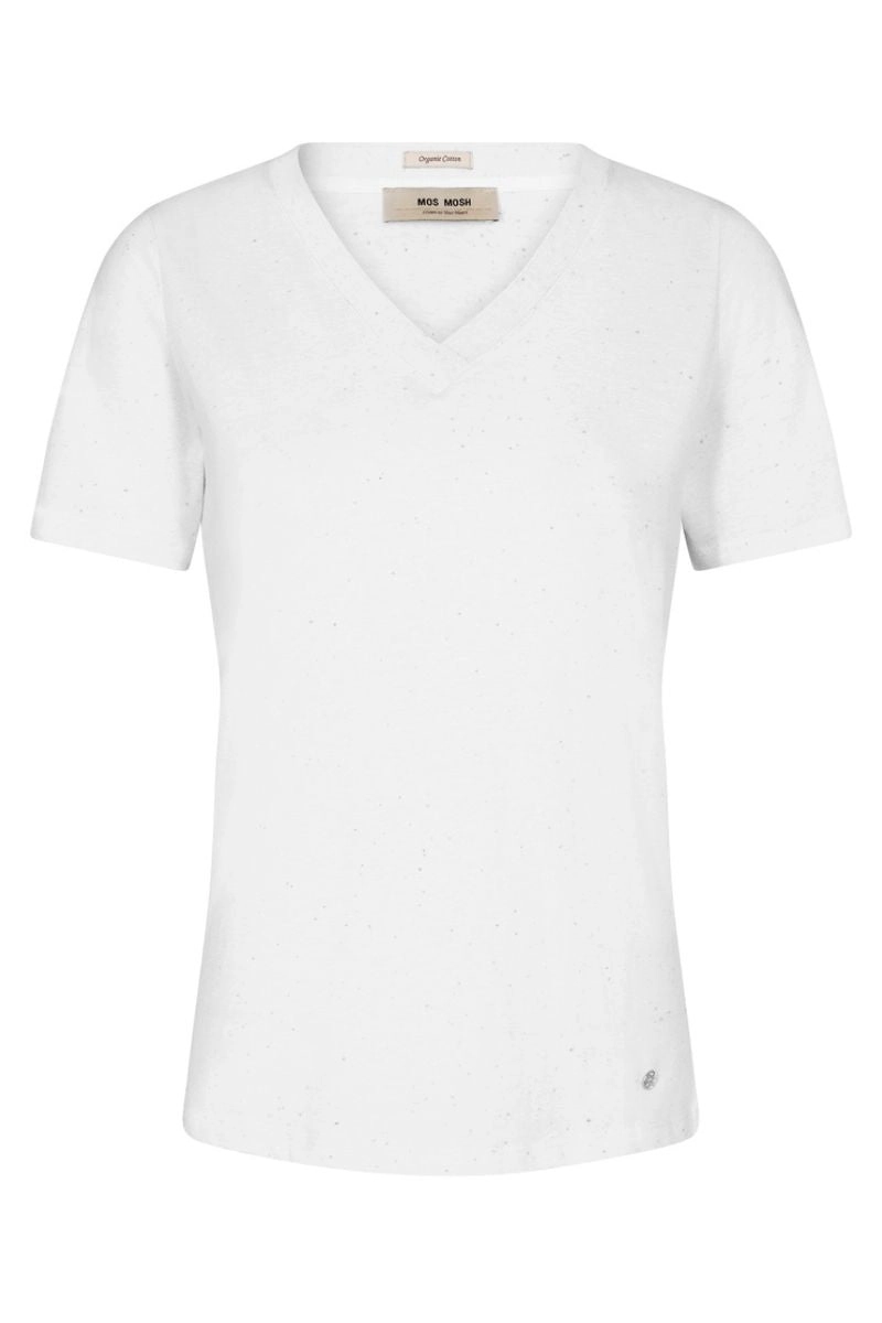 Ziva V-SS Mélange Tee | White | T-shirt fra Mos Mosh